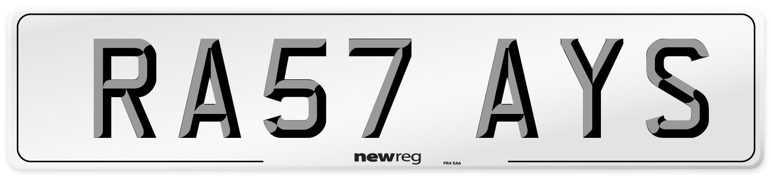 RA57 AYS Number Plate from New Reg